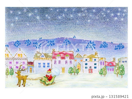 トナカイ 色鉛筆画 クリスマス 色鉛筆イラストのイラスト素材 - PIXTA