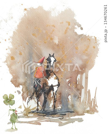 動物 馬 水彩画 水彩のイラスト素材 - PIXTA