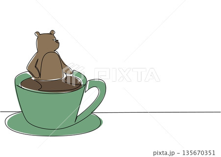 絵画。原画【コーヒーカップの熊ちゃんは喜んでコーヒーを飲みます】 絵画 | イラストポスター 681 【かわいい黒猫とコーヒー】｜Yahoo