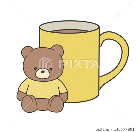 コーヒー カップ くま クマのイラスト素材 - PIXTA