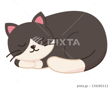 猫ねんね　イラスト　猫 寝る 寝顔 猫 イラストのイラスト素材 - PIXTA