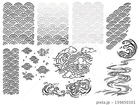 波 線画 モノクロ ベクターのイラスト素材 - PIXTA
