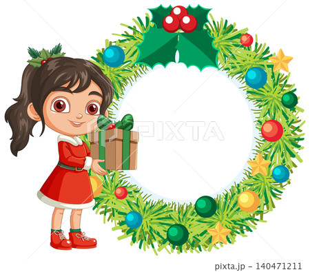 クリスマス クリスマスリース リース 赤いリボンの写真素材 - PIXTA